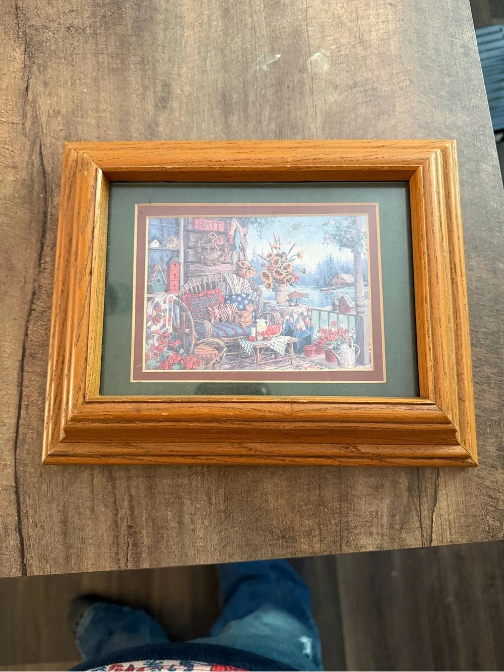Vintage Framed Americana Lake Cottage Print